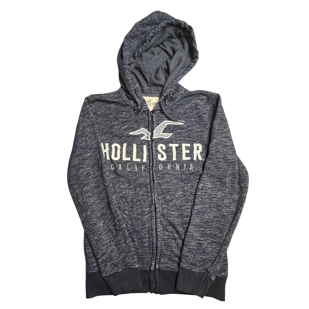 Hollister Hoodie Womens XS Navy Blue Full Zip Fleece California Logo Sweatshirt